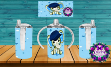 Load image into Gallery viewer, Elephant with a Blue baseball cap Sippy Cup