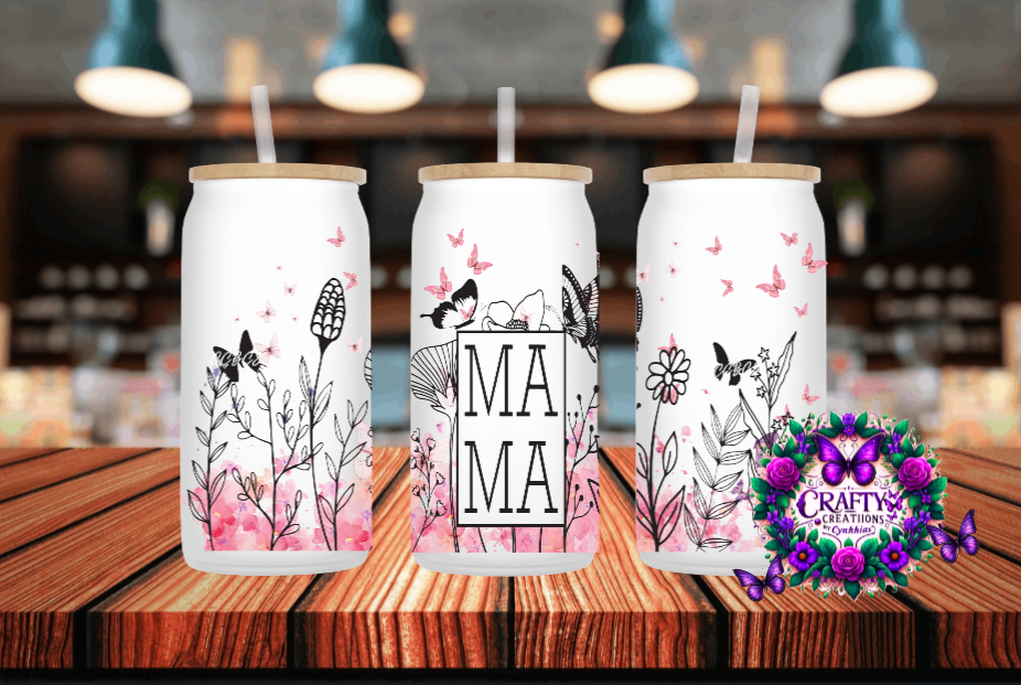 Mama Frosted 16 oz Glass Can!