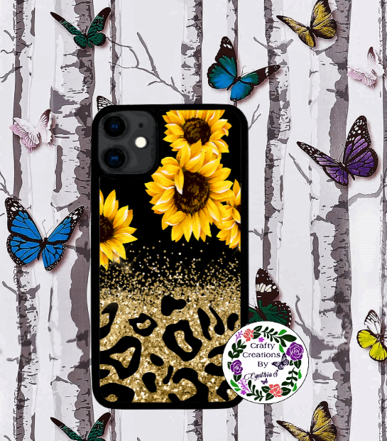 Sunflower with Gold Leopard Phone Case