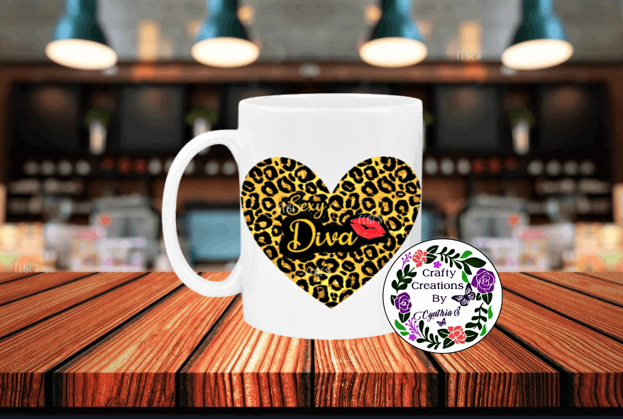 Sexy Diva Heart Shape Leopard Mug