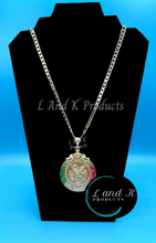 Load image into Gallery viewer, Centenario Mexican 50 pesos Elephants Multi-Color CZ Coin Pendant Necklace
