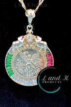Load image into Gallery viewer, Centenario Mexican 50 pesos Elephants Multi-Color CZ Coin Pendant Necklace