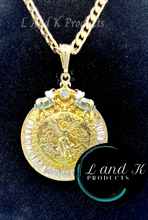 Load image into Gallery viewer, Centenario Mexican 50 pesos Elephants Coin CZ Pendant Necklace