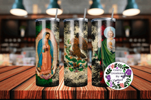 Load image into Gallery viewer, Lady of Guadalupe, Mexican Flag, and Saint Jude 20 oz Tumbler