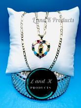 Load image into Gallery viewer, La Virgen De Guadalupe Multi Rhinestone Heart Pendant Necklace