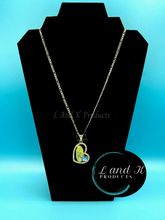 Load image into Gallery viewer, La Virgen De Guadalupe w/Purple/Blue Heart Rhinestone Pendant Necklace
