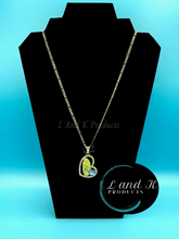Load image into Gallery viewer, La Virgen De Guadalupe w/Purple/Blue Heart Rhinestone Pendant Necklace