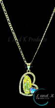 Load image into Gallery viewer, La Virgen De Guadalupe w/Purple/Blue Heart Rhinestone Pendant Necklace