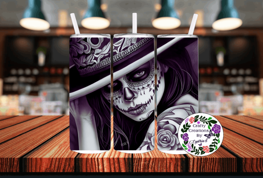 Catrina (Black/White) Stainless Steel Tumbler
