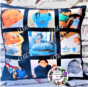 Personalized 9 panel satin pillow