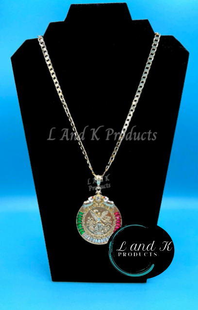 Centenario Mexican 50 pesos Elephants Multi Color CZ Coin Pendant